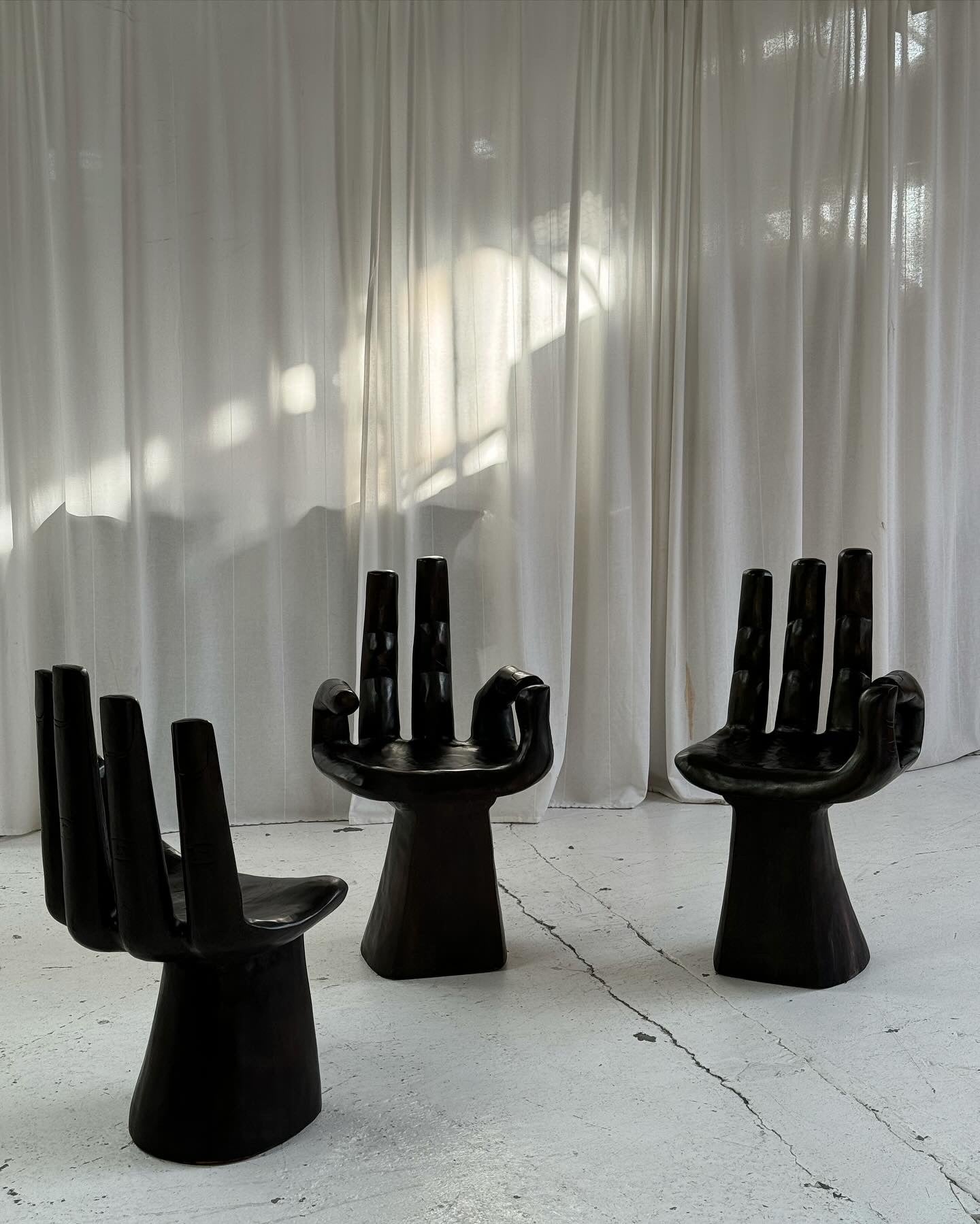 Sculptural Carved Wooden Hand Chairs