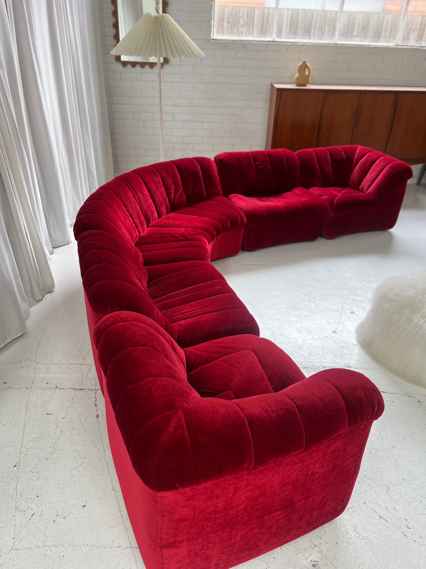 Vintage Featherston Numero Sofa Set - Ruby Velvet