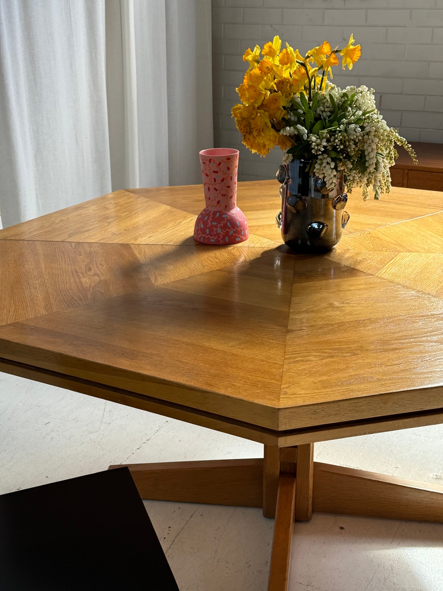 Restored Vintage Octagonal Wood Table