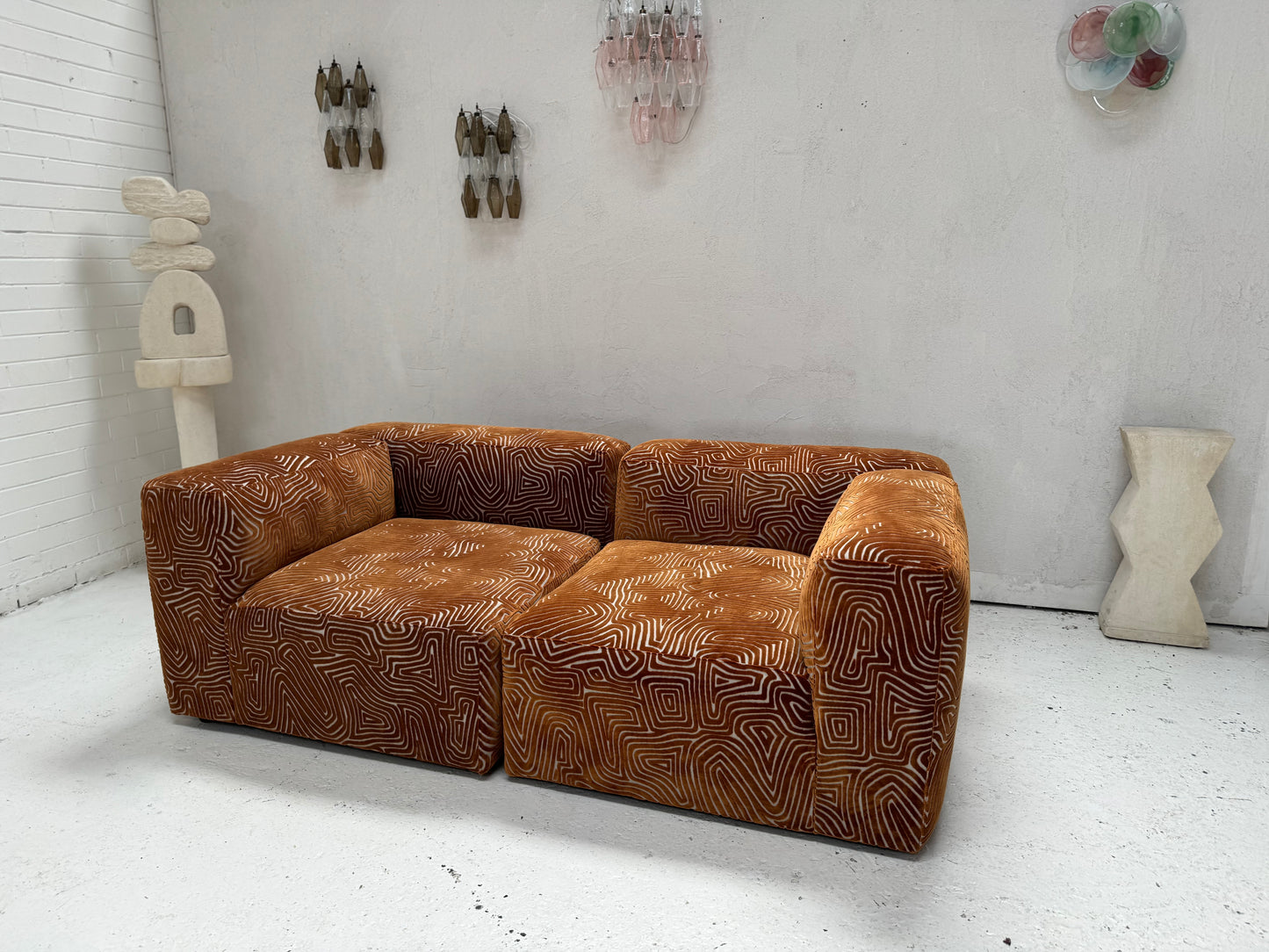 Custom Hay Mag Sofa Set - Tan Pattern