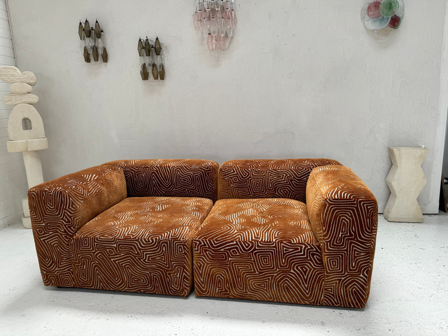 Custom Hay Mag Sofa Set - Tan Pattern