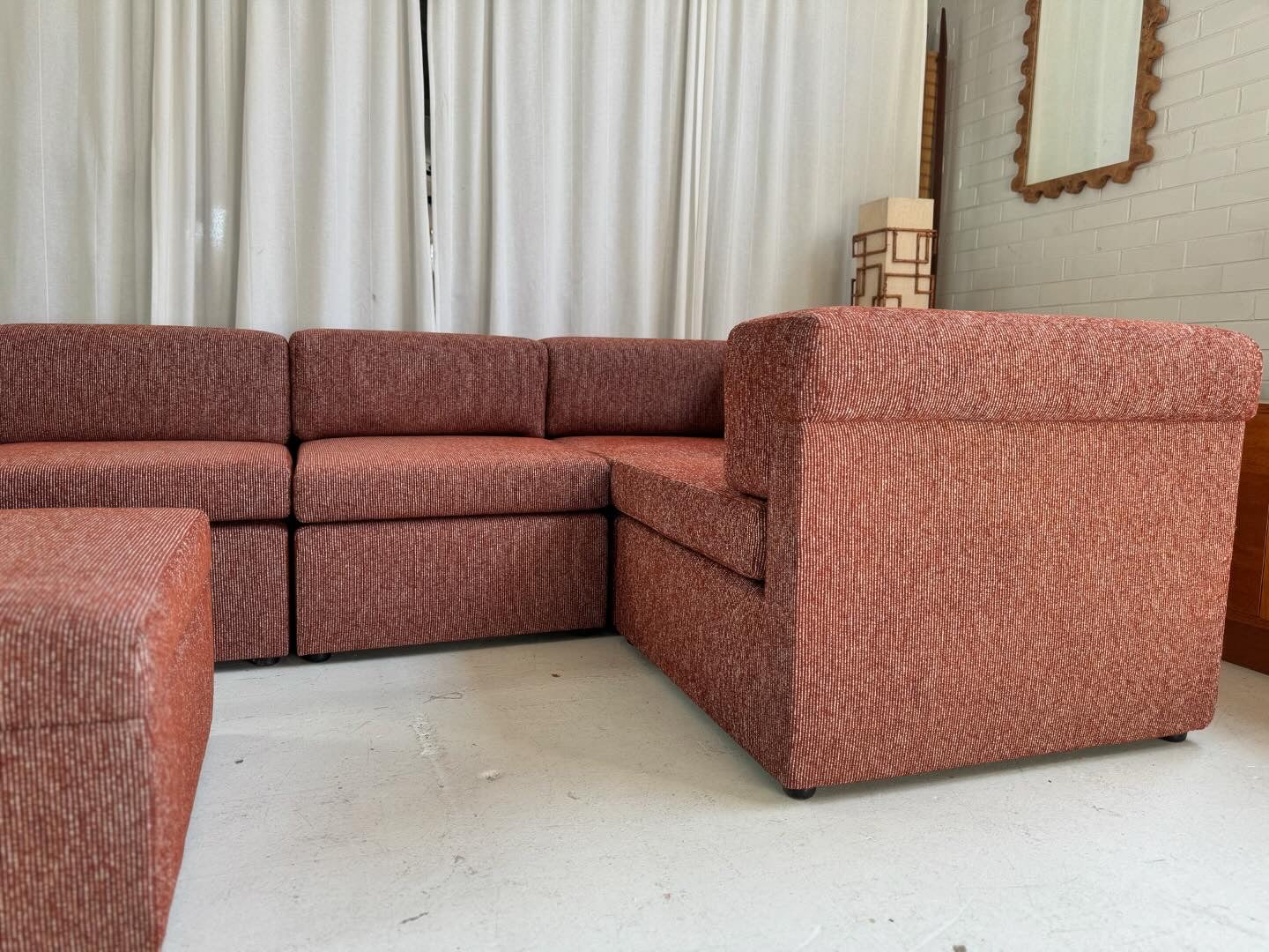 Restored 6 Piece Vintage Modular Sofa Set - Tweed Boucle