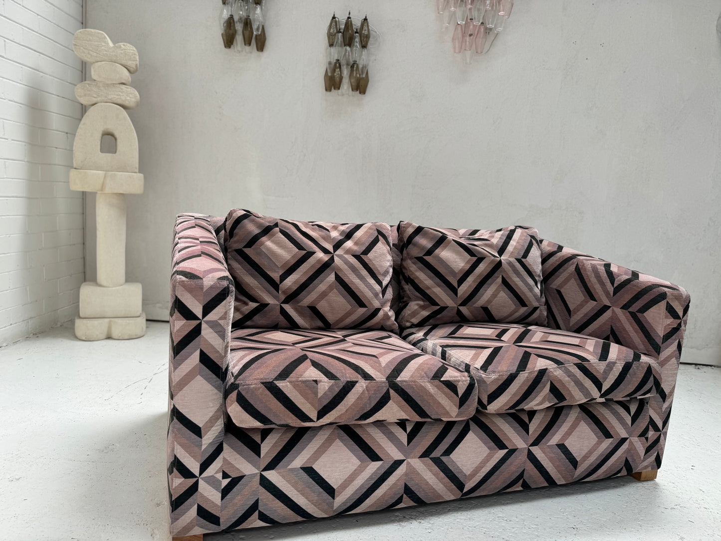 Vintage Geometric 2 Seater Sofa