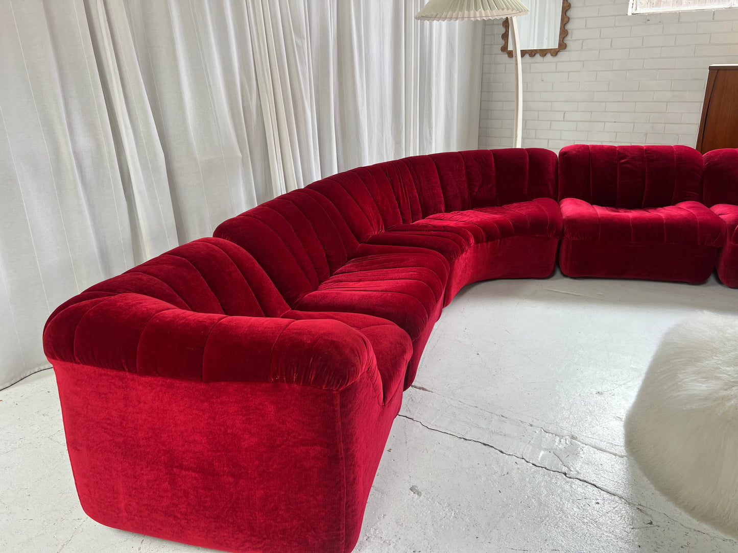 Vintage Featherston Numero Sofa Set - Ruby Velvet