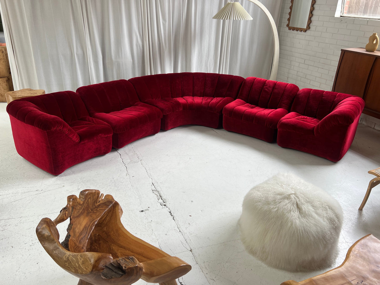 Vintage Featherston Numero Sofa Set - Ruby Velvet