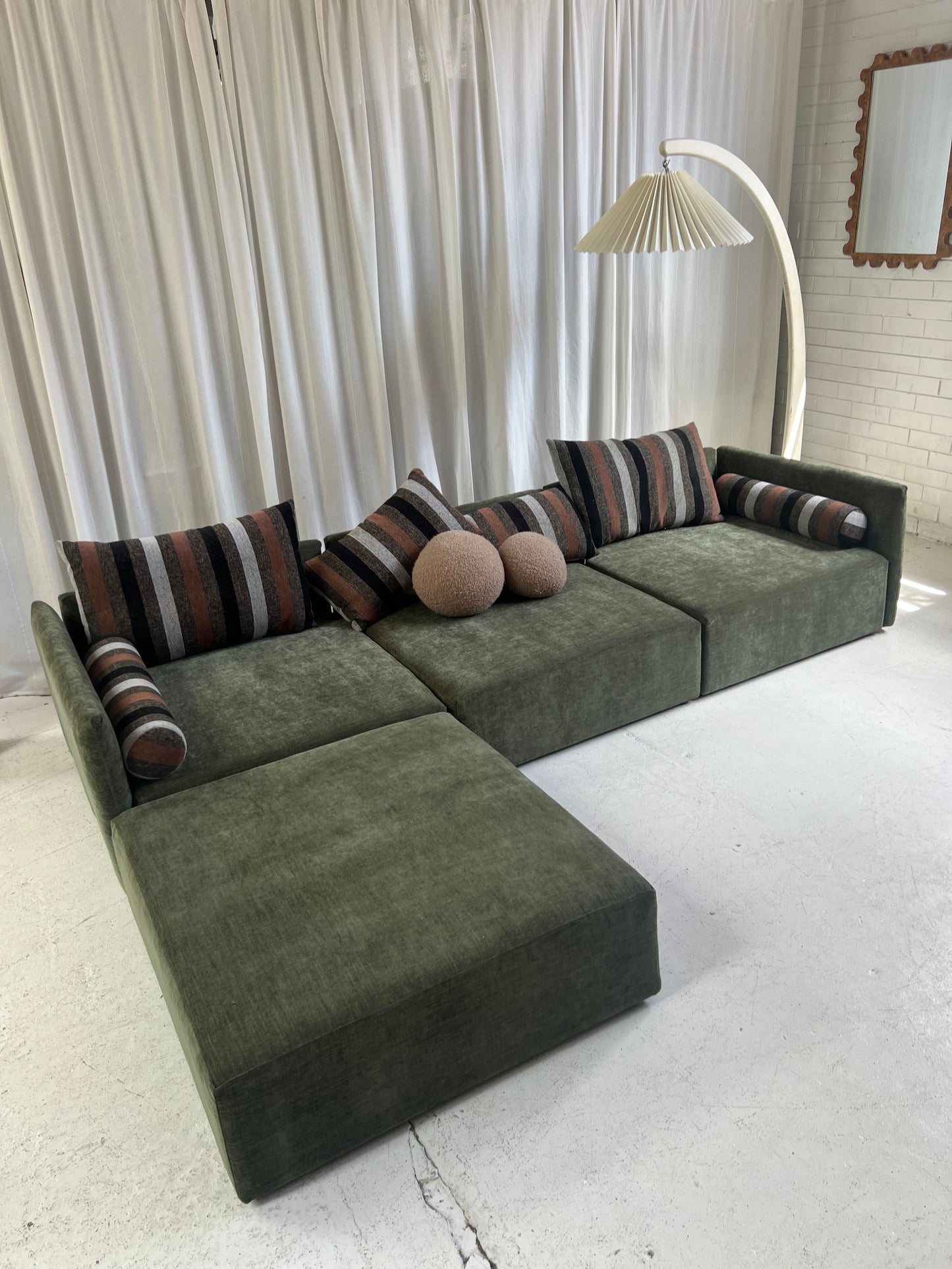 Bespoke 4 Piece Green Modular Sofa