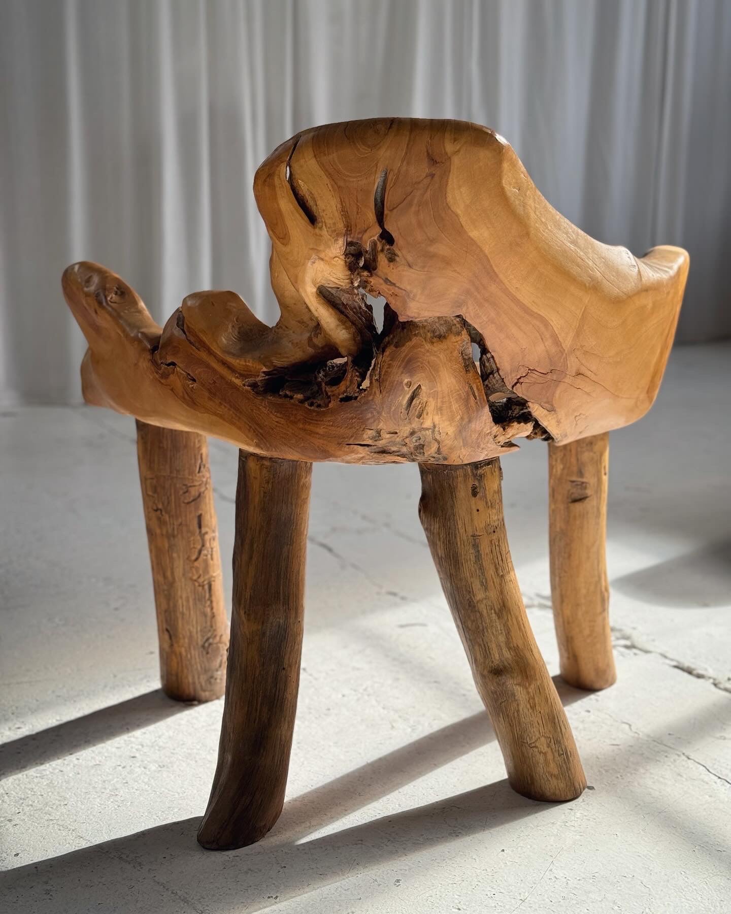 Burl Wood Sculptural Carved Chairs