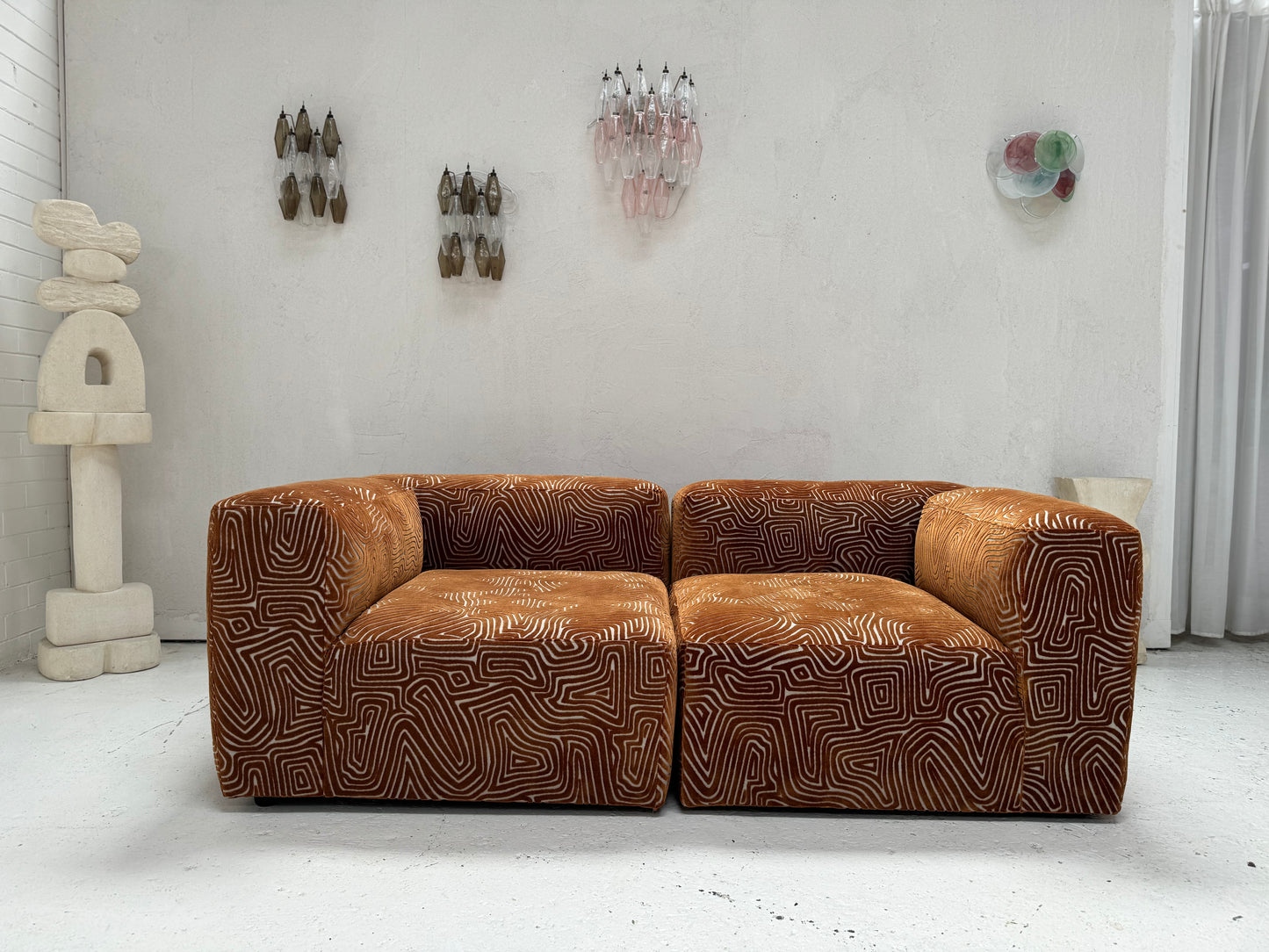 Custom Hay Mag Sofa Set - Tan Pattern