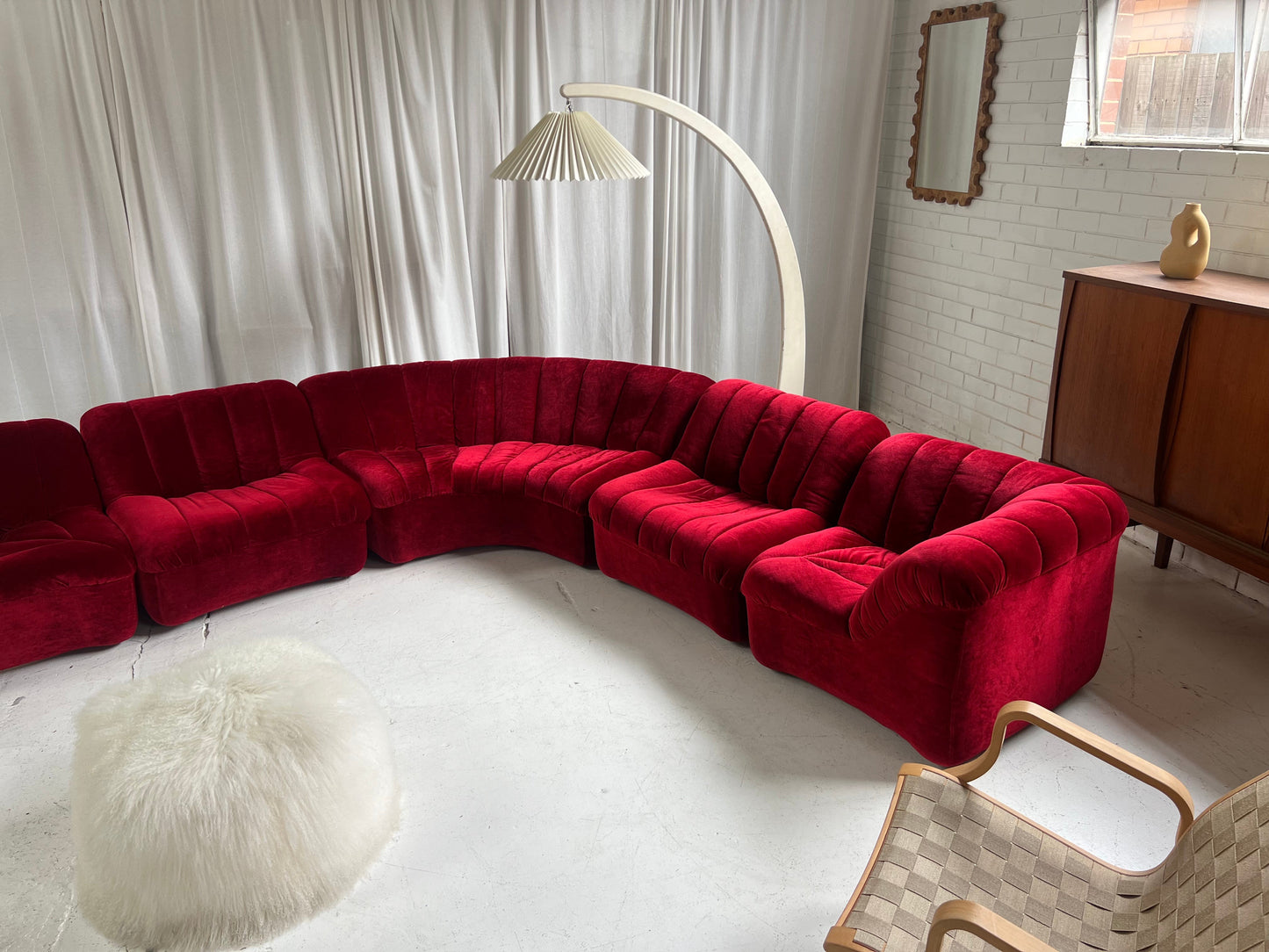 Vintage Featherston Numero Sofa Set - Ruby Velvet