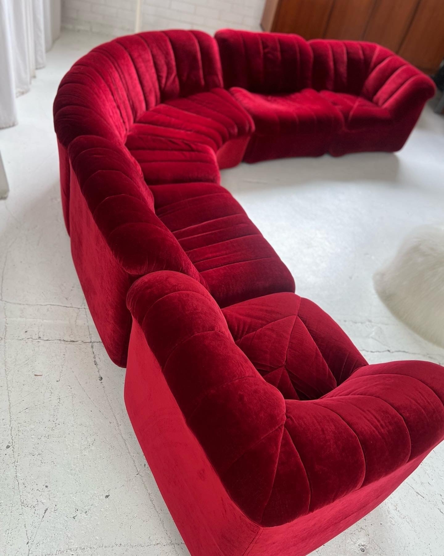 Vintage Featherston Numero Sofa Set - Ruby Velvet