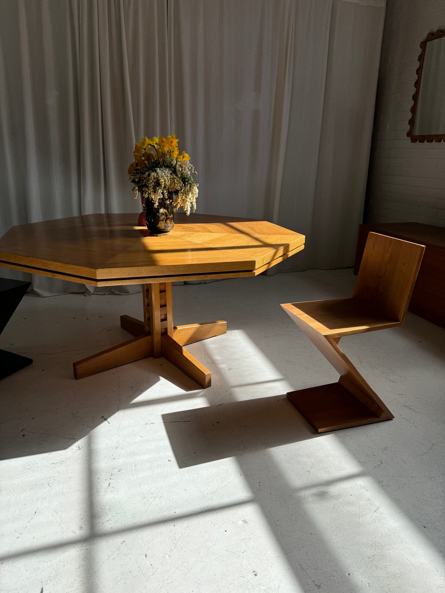 Restored Vintage Octagonal Wood Table