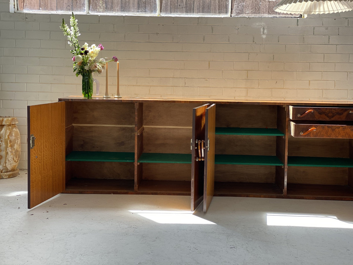 Large Vintage Burl Sideboard